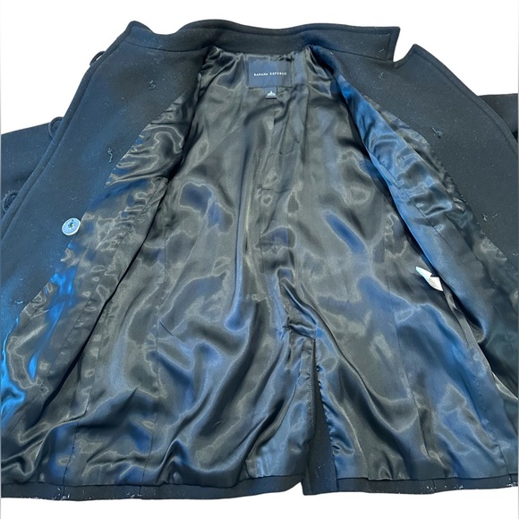 Banana Republic Wool Peacoat Black Jacket Vintage 2004 Y2k Silver Buttons Small - Picture 8 of 16